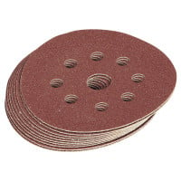 Draper 63372 - Draper 63372 - Ten 125mm Assorted Grit Hook and Loop Sanding Discs