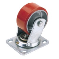 Draper 65523 - Draper 65523 - 100mm Dia. Swivel Plate Fixing Heavy Duty Polyurethane Wheel - S.W.L. 250Kg