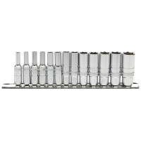 Draper Expert 16490 - Draper Expert 16490 - 1/4" Sq. Dr. Deep Metric Sockets on Metal Rail (13 piece)