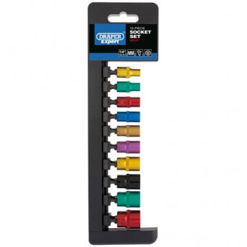 Draper Expert 50151 - 1/4" Sq. Dr. Metric Coloured Socket Set (10 Piece)