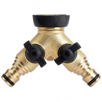 Draper 36228 - Brass Double Tap Connector with Flow Control (3/4")