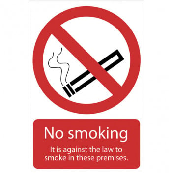 Draper 72167 - 'Smoking Against The Law' Prohibition Sign